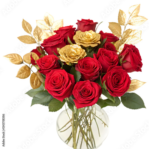 Red & Gold Roses Bouquet - Luxury Flowers