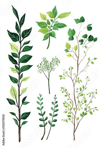 Wallpaper Mural Cissus plant illustration showcasing various parts of the plant in detailed artwork Torontodigital.ca