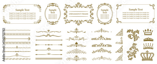 Vintage Collection of design elements.Ornate frames and scroll elements. Vector illustration borders and frames set..eps