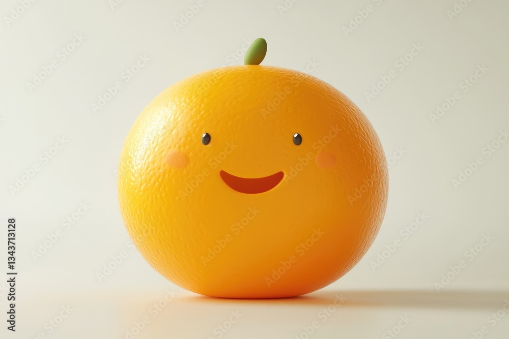 A cheerful cartoon orange with a smiling face, isolated on a light background. A cheerful cartoon orange with a smiling face, isolated on a light background.