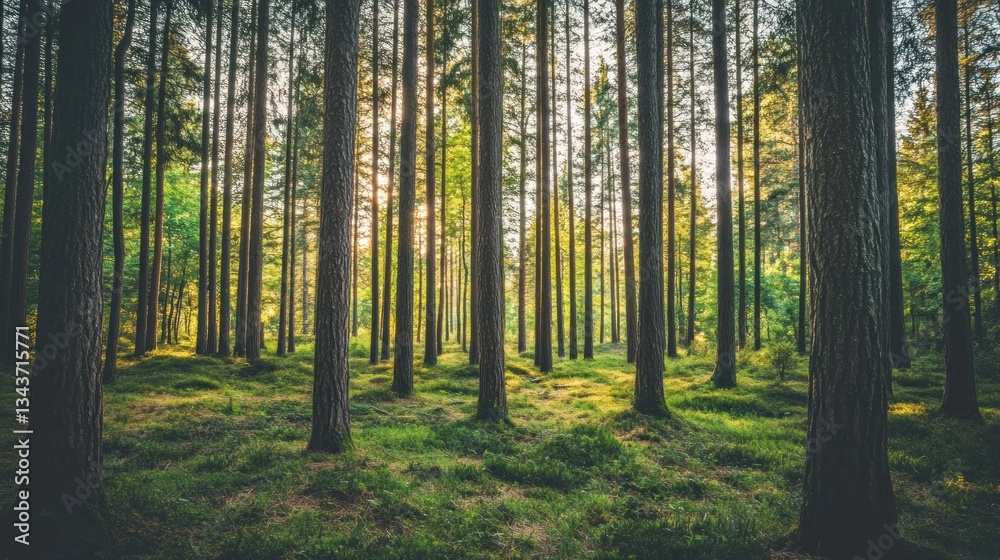 A serene forest scene with tall trees and soft sunlight filtering through the foliage. A serene forest scene with tall trees and soft sunlight filtering through the foliage.