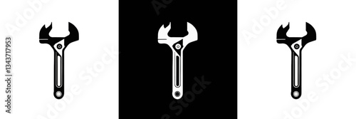 Adjustable Wrench Technical Drawing in Grayscale for Industrial Documentation
