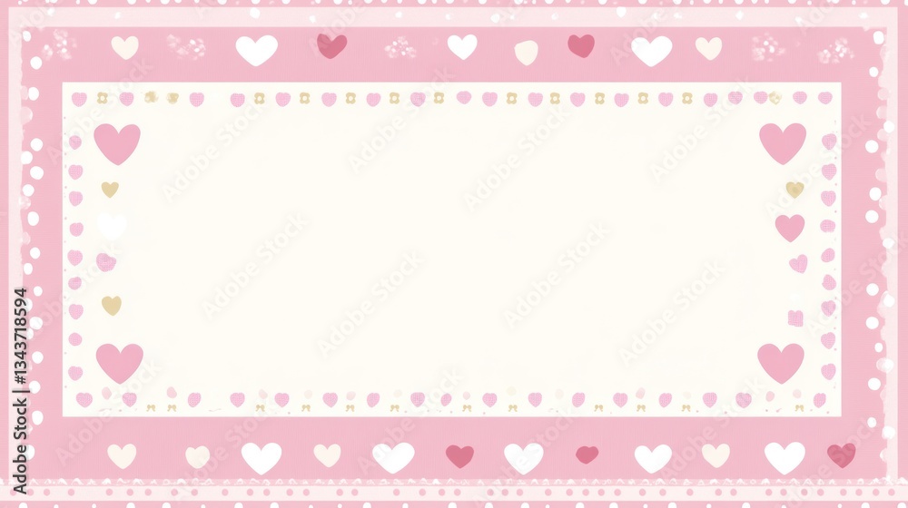 Pretty Pink Heart Border Frame Design Romantic Pastel Colors Background Pretty Pink Heart Border Frame Design Romantic Pastel Colors Background