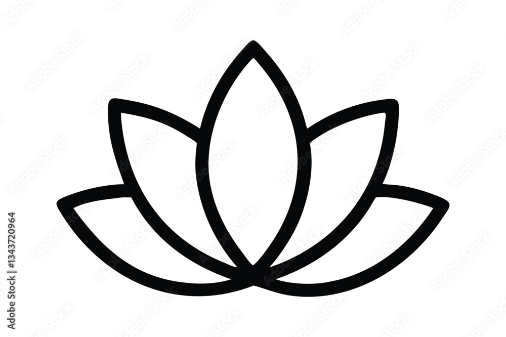 Elegant Minimal Lotus Flower Outline Elegant Minimal Lotus Flower Outline
