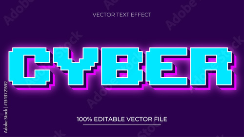 Cyber text effect editable pixel and retro text style