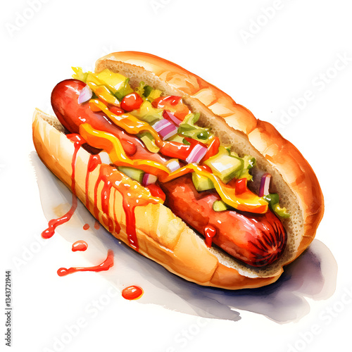 Wallpaper Mural Digital technology hot dog watercolor design illustration Torontodigital.ca