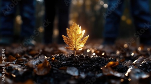 Small leaf sprout emerging from the ground
