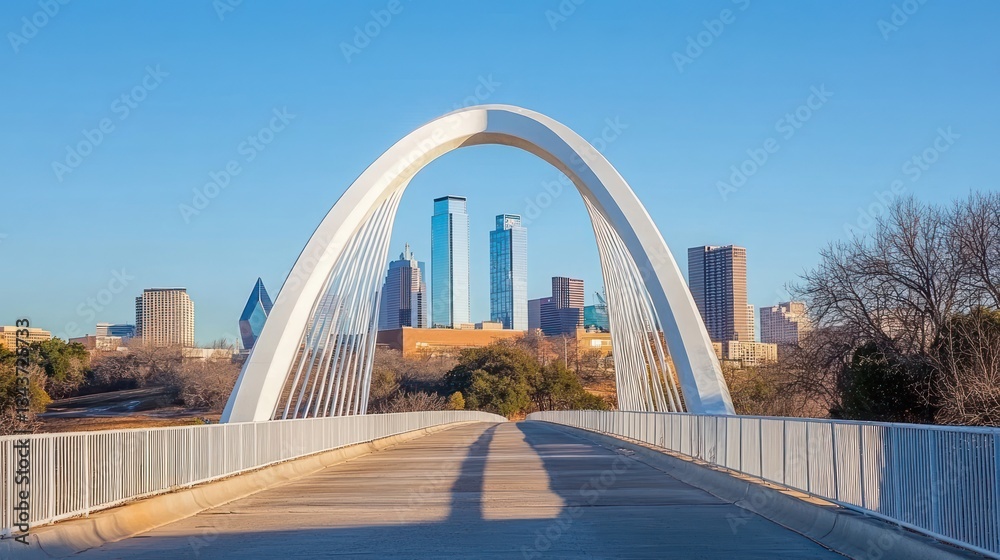 Naklejka premium Modern Bridge Overlooking Skyline