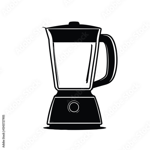 Silhouette black kitchen blender vector on white background with simple blender icon and logo illustration