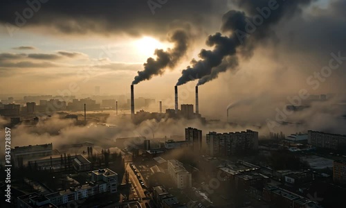 Industrial Pollution – Smoke-Filled Skies Over a Toxic City

