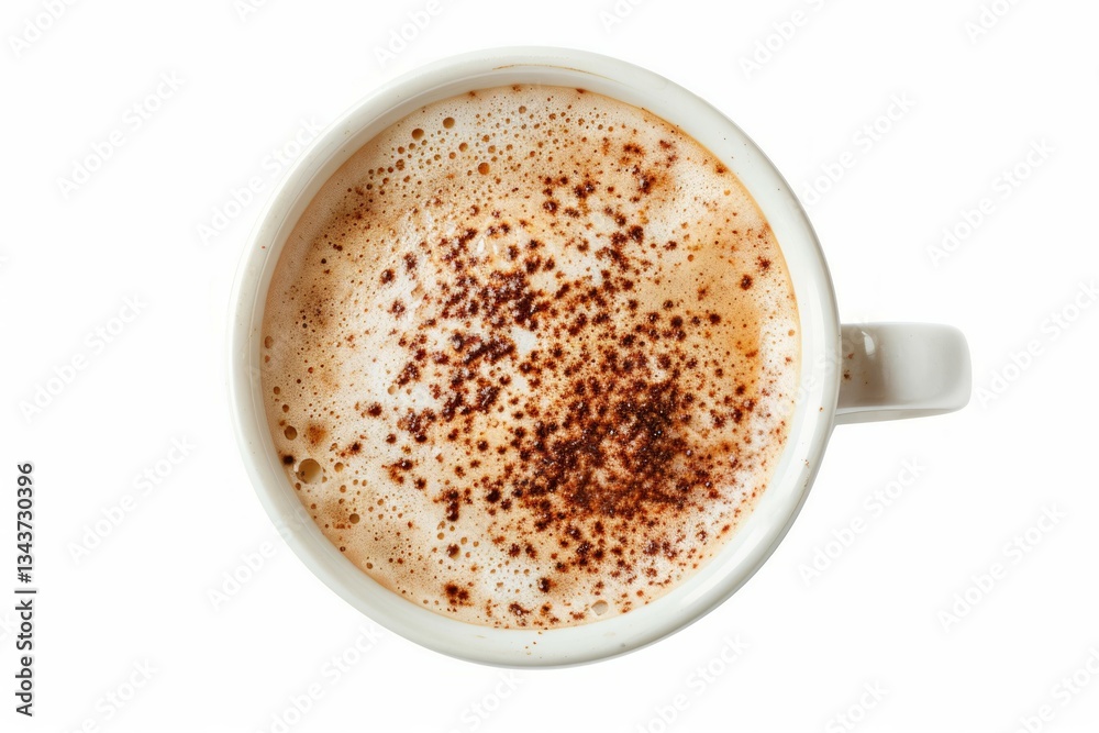Cappuccino in white cup on saucer with cinnamon. Artificial intelligence image Cappuccino in white cup on saucer with cinnamon. Artificial intelligence image