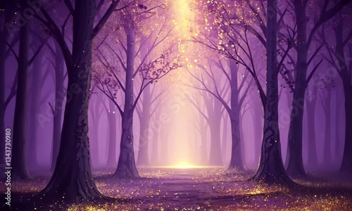 Mystical Enchanted Forest with Glowing Light

