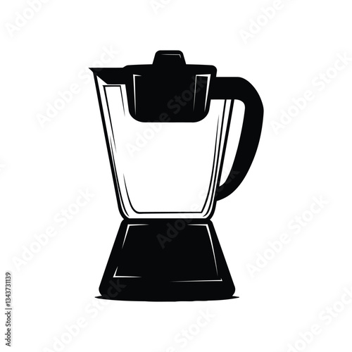 Silhouette black kitchen blender vector on white background with simple blender icon and logo illustration