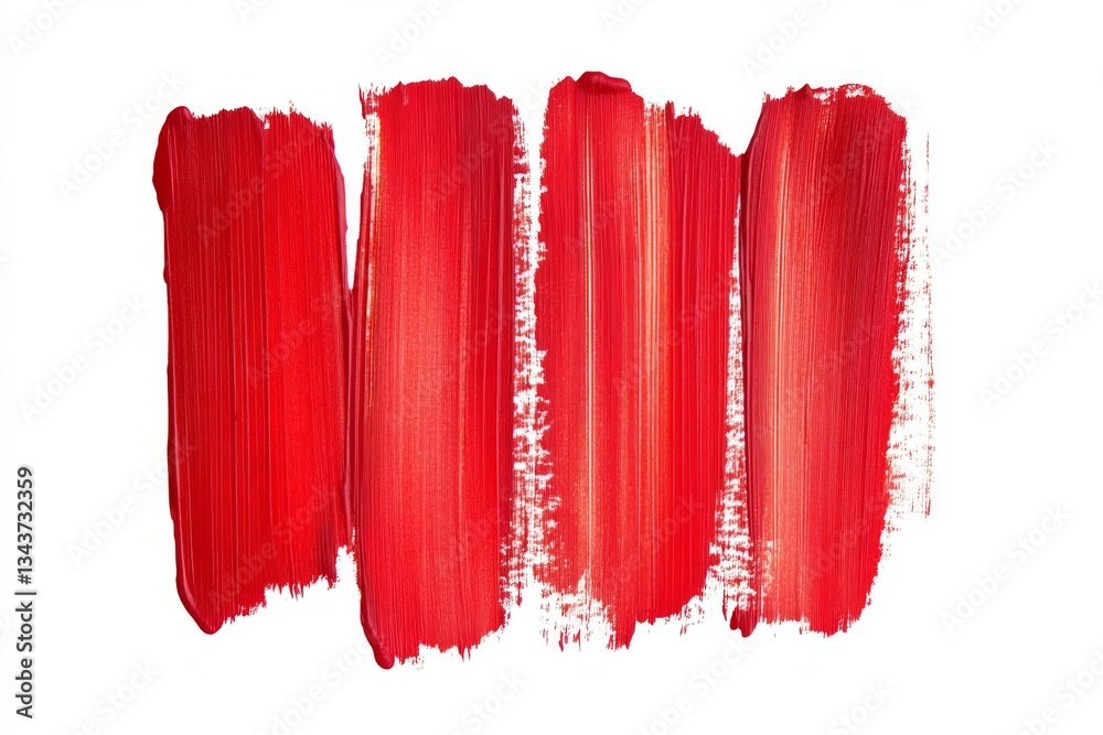 Fototapeta premium Red paint strokes isolated on white background. Artificial intelligence image