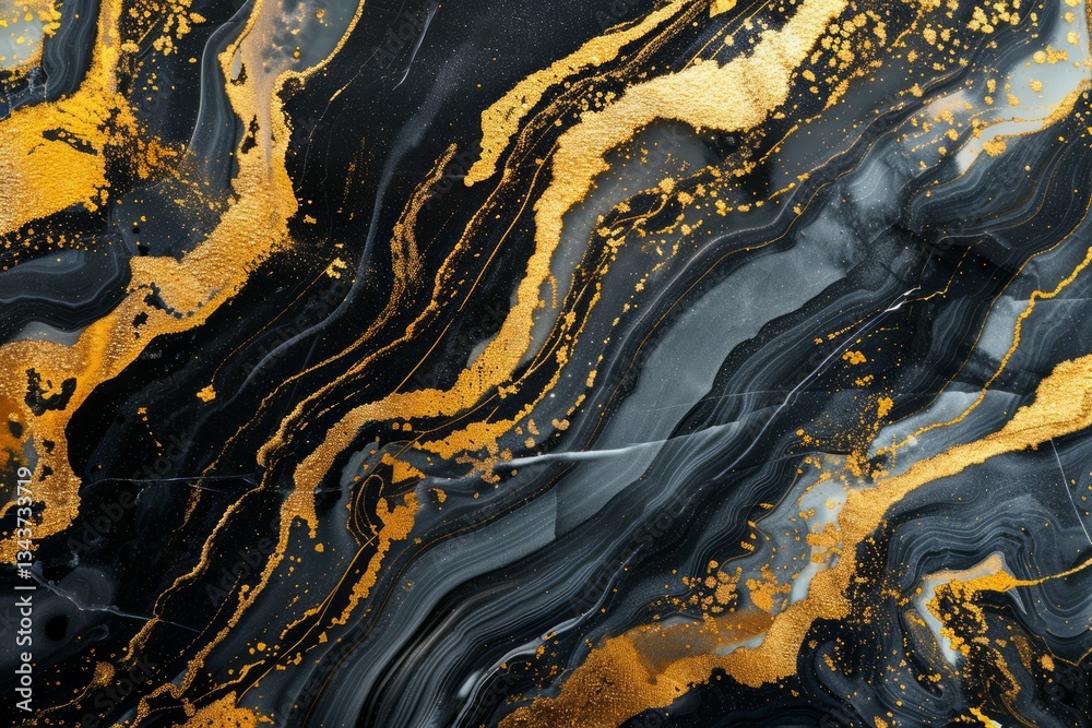 Obraz premium Photo of Deep black marble pattern with golden veins. Background texture for backdrops or mapping