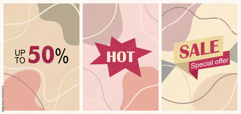 Obraz premium Modern sale banners template for social media and mobile apps. Vector abstract illustration in trendy colors for print material, newsletter designs, coupons.