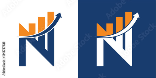 Letter N Financial Logo. Finance and Financial Investment Development Logo Template Concept with Business Growth Arrow