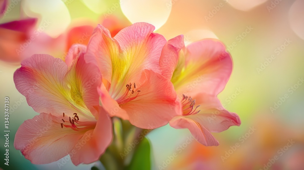 Fototapeta premium Close-up Pink Flowers in Blurred Background