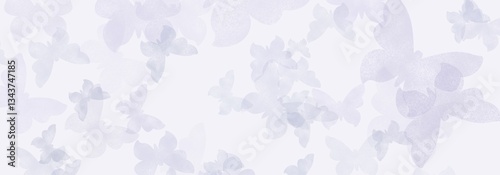 Light blue textured butterfly stamp modern elegant soft wallpaper illustration, wide banner design