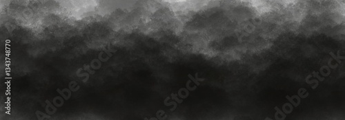 Rough black gradient grey smoke clouds dark grunge textured wide horizontal background design