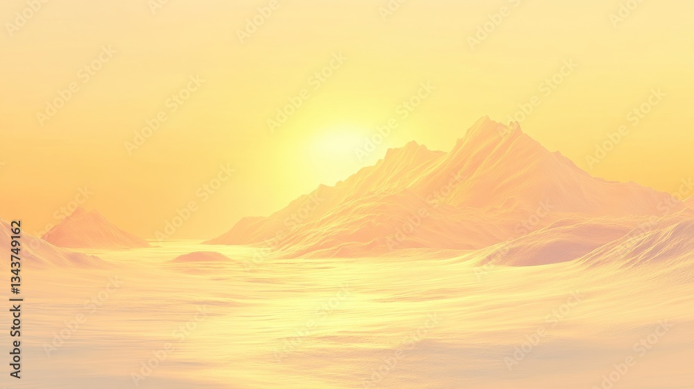 Obraz premium Serene Sunrise Over Snowy Mountains and Calm Water Landscape