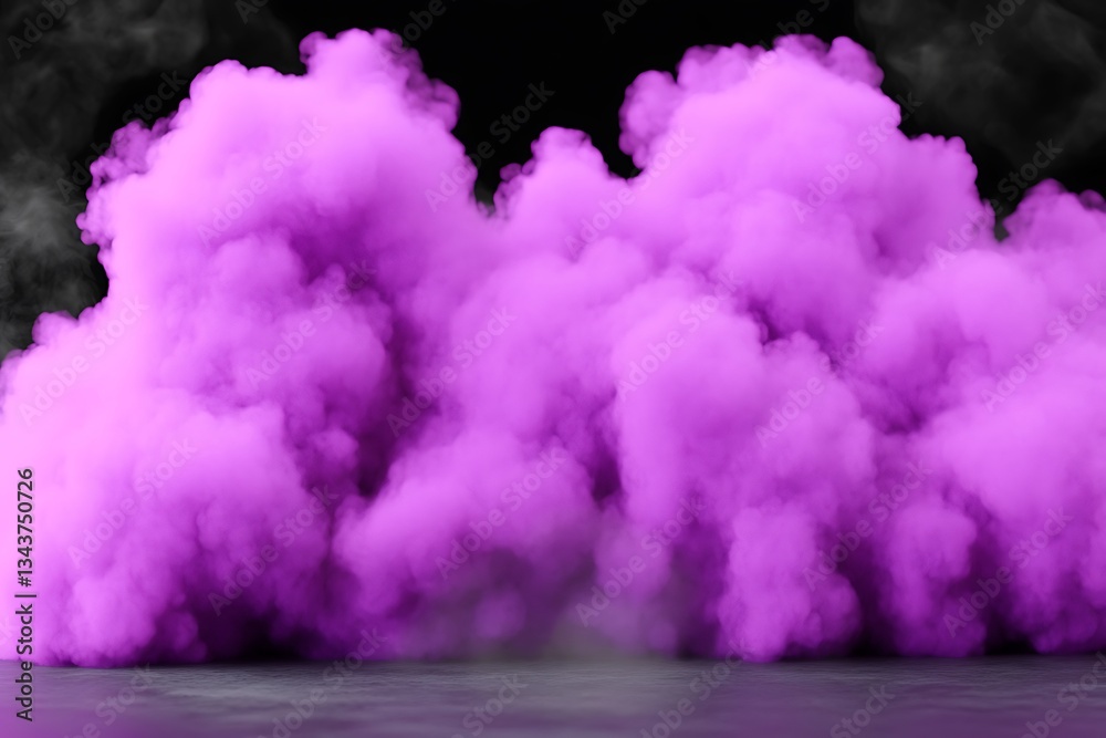 A large billowing cloud of purple smoke against black backdrop A large billowing cloud of purple smoke against black backdrop