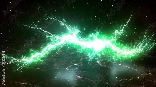 Bright green energy streaks across a dark cosmic space background