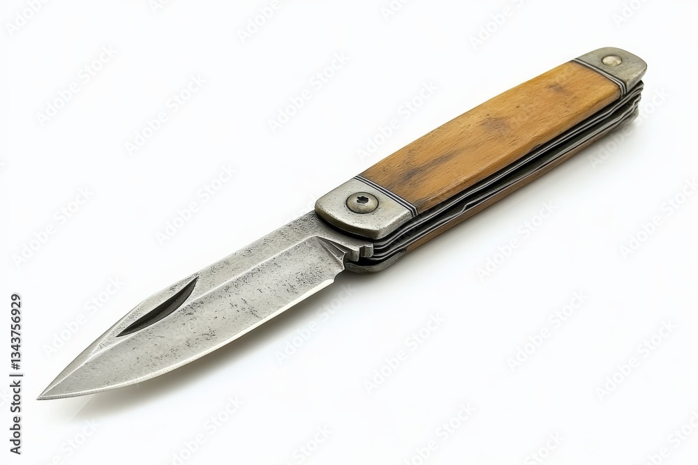 Unique folding knife with wooden handle and steel blade suitable for outdoor activities and everyday use Unique folding knife with wooden handle and steel blade suitable for outdoor activities and everyday use