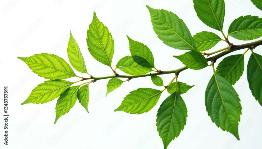 Naklejka premium Leafy branches with intricate details isolated on white, leafy branches, botanical,