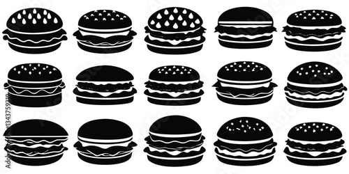 Burgers silhouette collection for food design