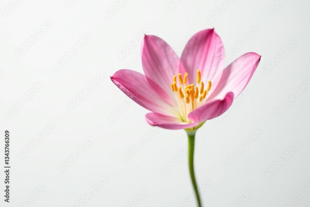 delicate flower in isolation on white background, botanical, solitary delicate flower in isolation on white background, botanical, solitary