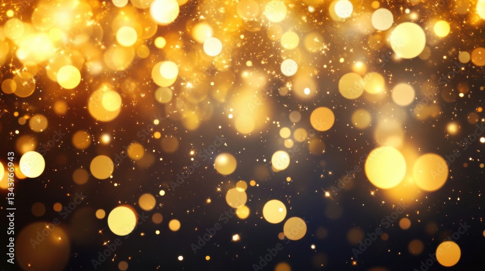 Shimmering Gold Bokeh Lights on Dark Background for Celebrations Shimmering Gold Bokeh Lights on Dark Background for Celebrations