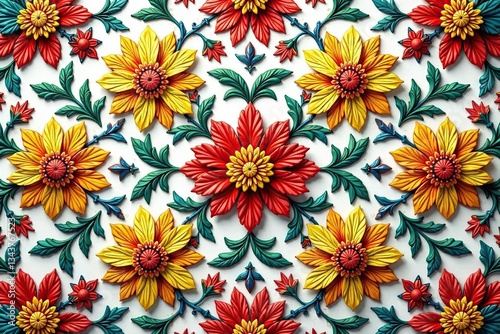 Wallpaper Mural Intricate floral textile design, repeating motif , design element, contemporary Torontodigital.ca