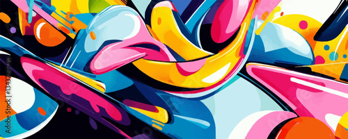 Vibrant abstract graffiti art with bold colors and dynamic shape