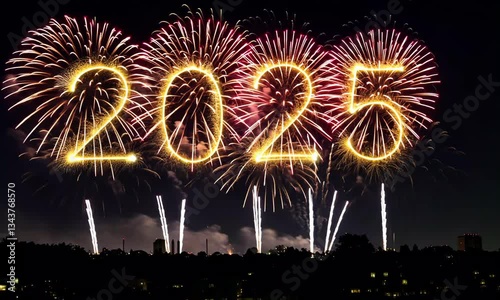 Happy New Year 2025 Fireworks Celebration

