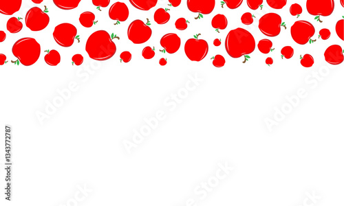 falling fruits frame red apples border background