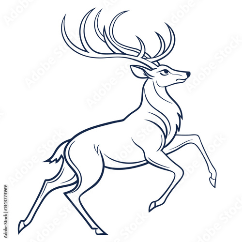  Line Art of a Deer with Elegant Antler