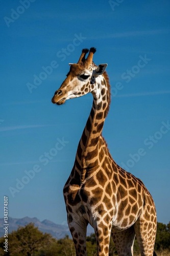 there is a giraffe standing in the middle of a field