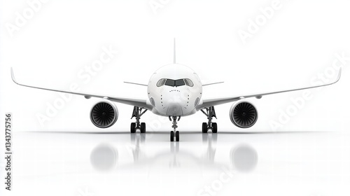 airplane airbus a350 series with white blank livery isolated on white background