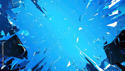 Abstract Background of Shards and Fragments in Blue Hues, Creating a Dynamic and Energetic Visual for Modern Designs and Creative Projects