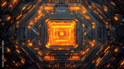 Wallpaper Mural Abstract Futuristic Technology Orange Glow Circuit Board Torontodigital.ca