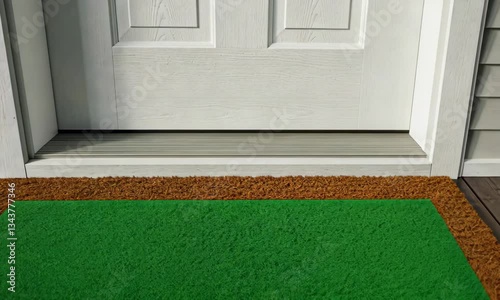 Front Door Entrance with Green Screen Doormat

