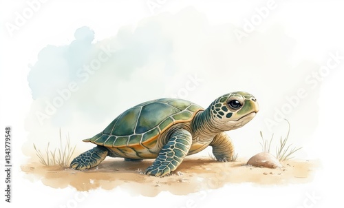 Realistic green turtle illustration