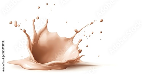 Chocolate milk splash isolated on white background, high-resolution illustration with clipping path for easy editing.