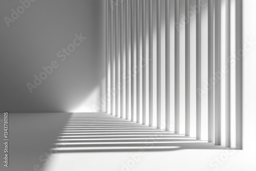 Minimalist Interior with Shadows and Vertical Lines on Walls