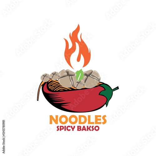 noodles with hot chili logo vector