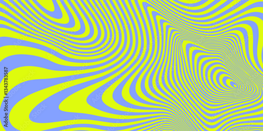 Abstract Geometric Wavy Background. Cool Acid Lines Optical Illusion Art Vector Design. Groovy Trippy Hippy Pattern. Psychedelic Y2k Texture Bg.