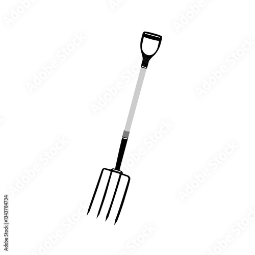 Pitchfork Garden tool, flat outline style isolate on white background, vector illustration