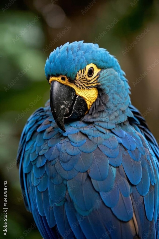 Obraz premium araffy blue and yellow parrot with a yellow beak