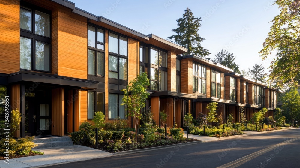 Modern Townhouses in a Suburban Setting: Architectural Design and Landscaping Modern Townhouses in a Suburban Setting: Architectural Design and Landscaping